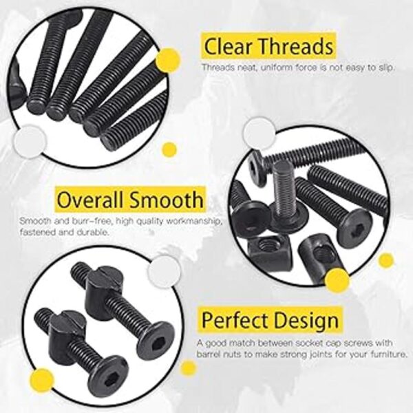 Hilitchi M6 120 piezas de tornillos hexagonales negros_4
