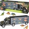 Prextex Juego de transporte de camión de dinosaurio de 16_1