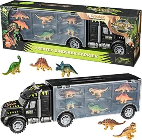 Prextex Juego de transporte de camión de dinosaurio de 16_1