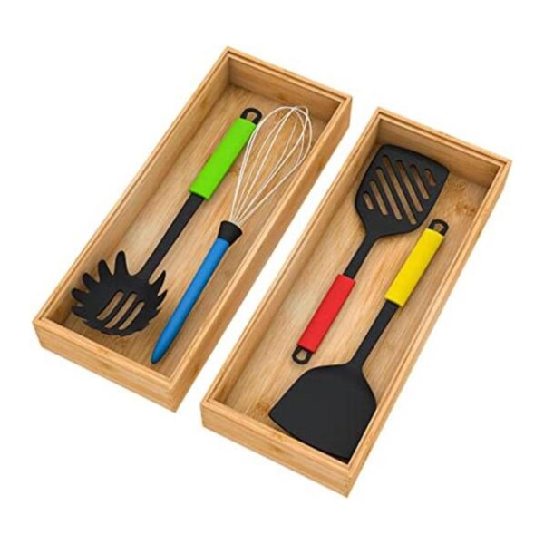 Caja organizadora de cajones de bambú para cocina juego_1