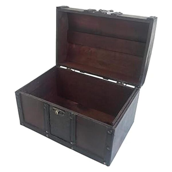 Caja decorativa de madera y cuero para el pecho del tesoro_5