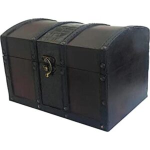 Caja decorativa de madera y cuero para el pecho del tesoro_1