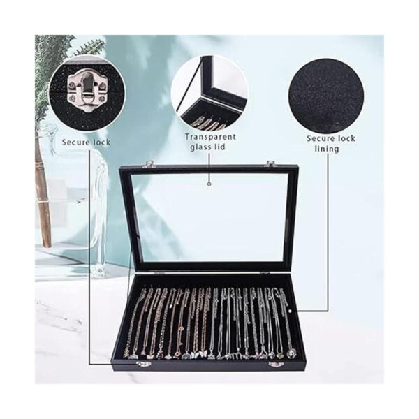 Caja organizadora de collares con tapa de cristal 20