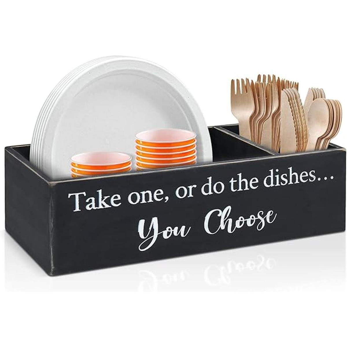 Caja organizadora de platos de encimera de cocina para