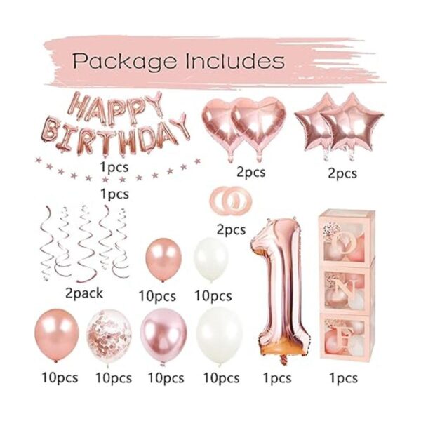Cajas de globos para el primer cumpleaños para niña 72_3