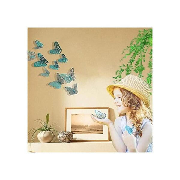 Calcomanía de pared 3D de mariposa azul turquesa esmeralda