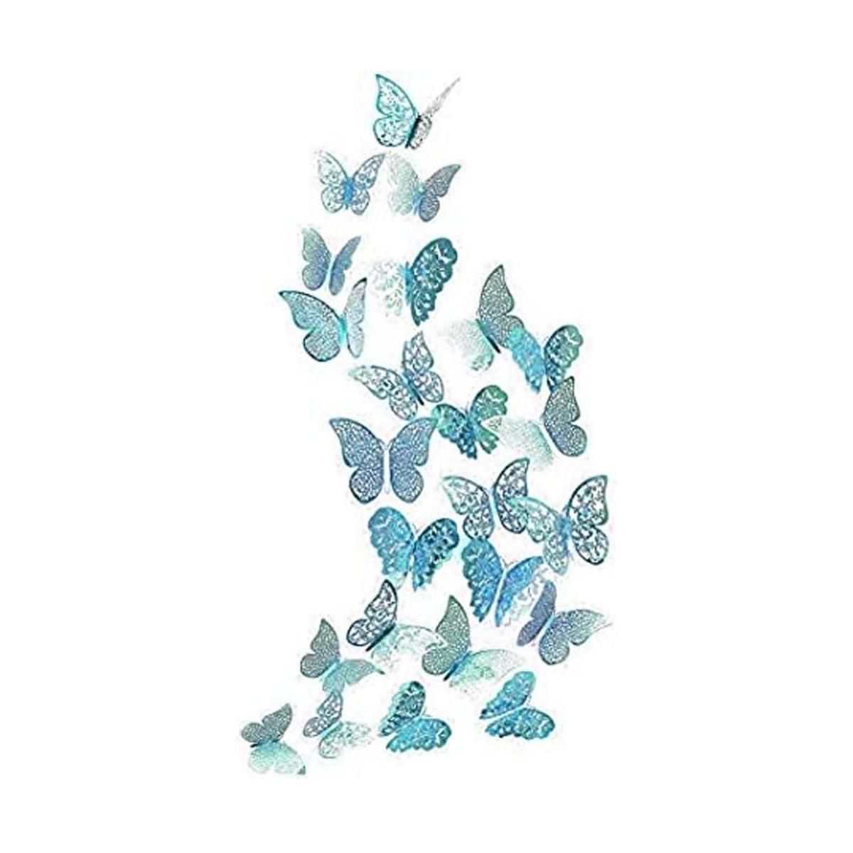 Calcomanía de pared 3D de mariposa azul turquesa esmeralda