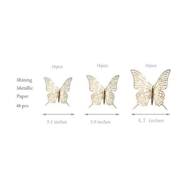 Calcomanía de pared de mariposa dorada champán en 3D con_6