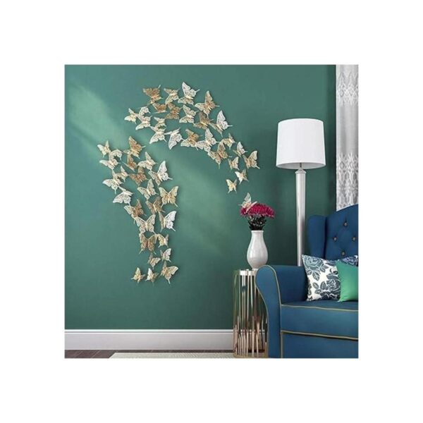 Calcomanía de pared de mariposa dorada champán en 3D con_4