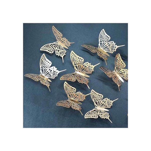 Calcomanía de pared de mariposa dorada champán en 3D con_5