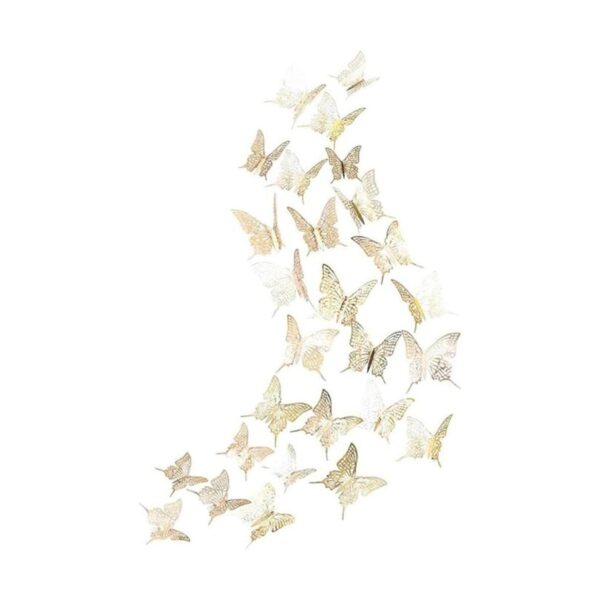 Calcomanía de pared de mariposa dorada champán en 3D con_1