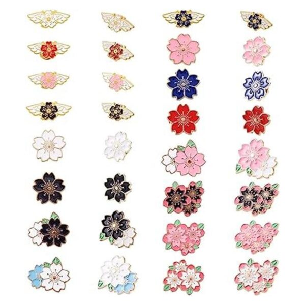 Fashewelry Juego de 16 broches esmaltados con flores de_1