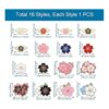 Fashewelry Juego de 16 broches esmaltados con flores de_4