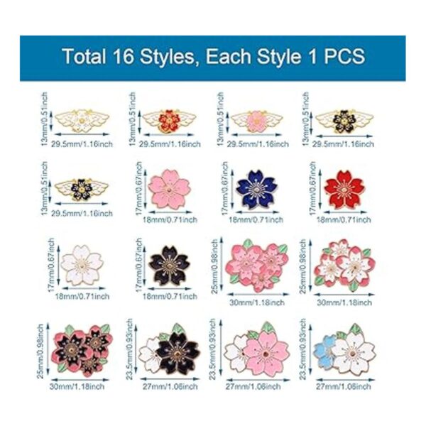 Fashewelry Juego de 16 broches esmaltados con flores de_4