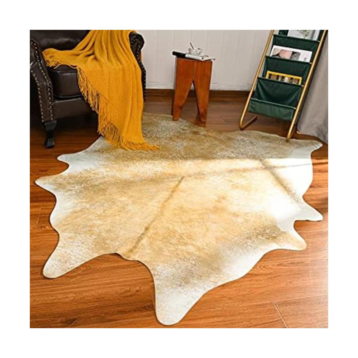Rtizon Alfombra de piel de vaca sintética para sala de