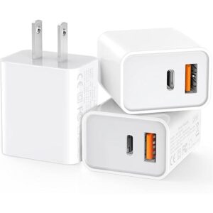 Paquete de 3 cargadores de pared USBC adaptador de_1