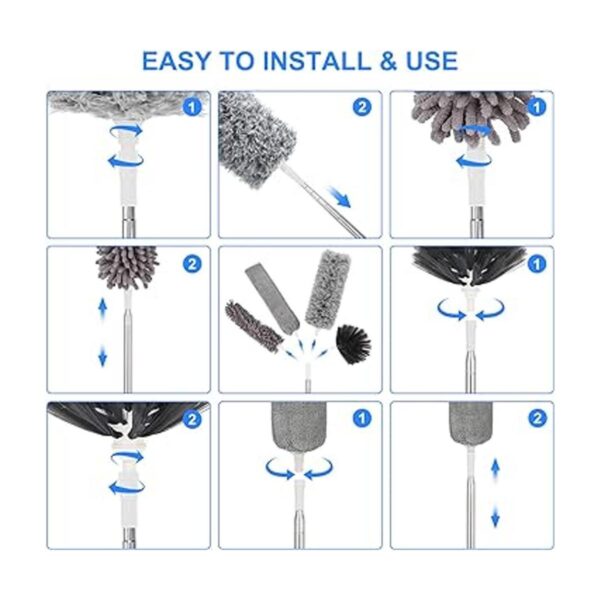 Plumero con poste de extensión para limpiar ventiladores