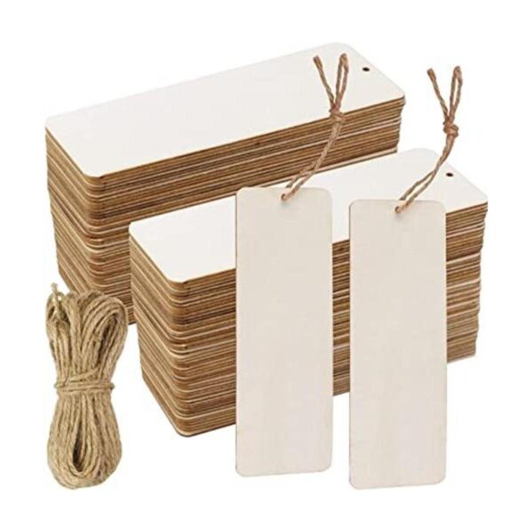 FSWCCK 50 etiquetas de regalo de madera en blanco de 6 x 2