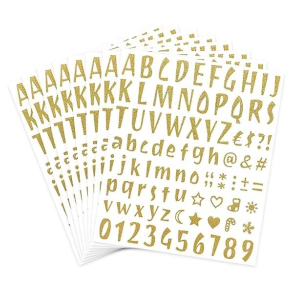 Calcomanías de letras del alfabeto con purpurina 8 hojas_1