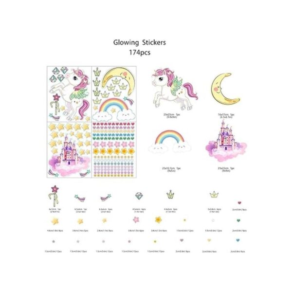 Calcomanías de pared con estrellas y unicornio que brillan_6