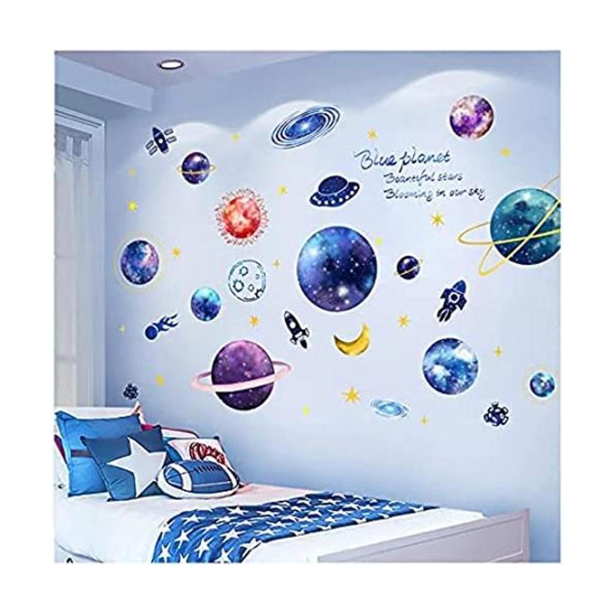 Calcomanías de pared de galaxia azul y morado calcomanías