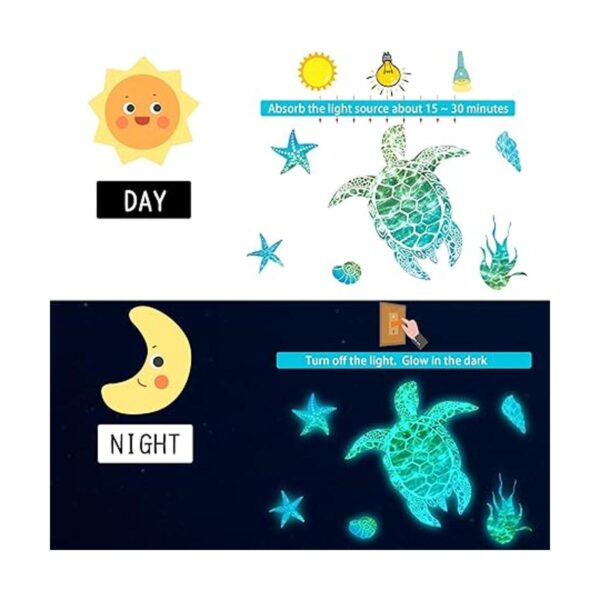 Calcomanías de pared de tortuga marina que brillan en la