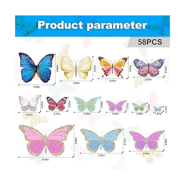 Calcomanías de pared de mariposa brillante 58 calcomanías