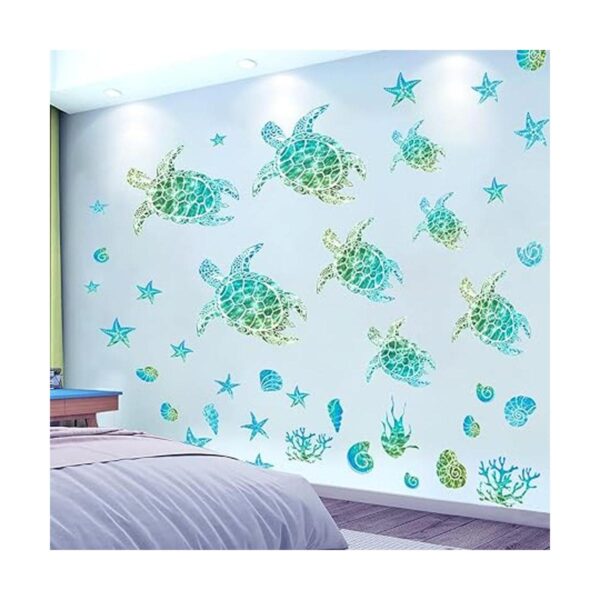 Calcomanías de pared de tortuga marina que brillan en la