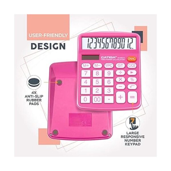 Calculadora de escritorio de 12 dígitos con pantalla LCD_4