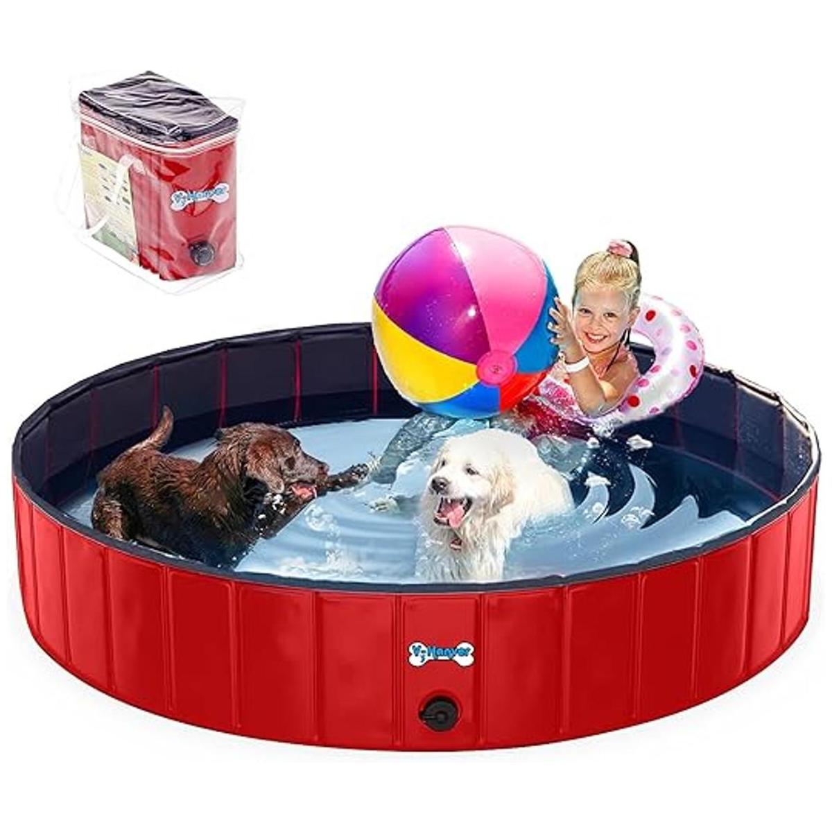 VHANVER Bañera plegable de plástico duro para mascotas