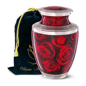 Urna de cremación de rosas carmesí para cenizas humanas_1
