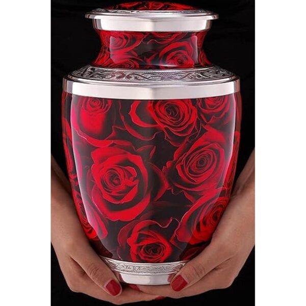 Urna de cremación de rosas carmesí para cenizas humanas_5