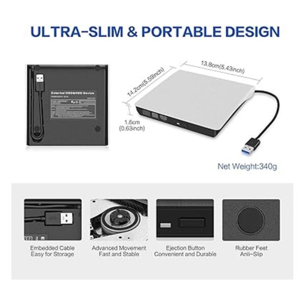Unidad externa de CDDVD para laptop USB 3.0 ultra_6