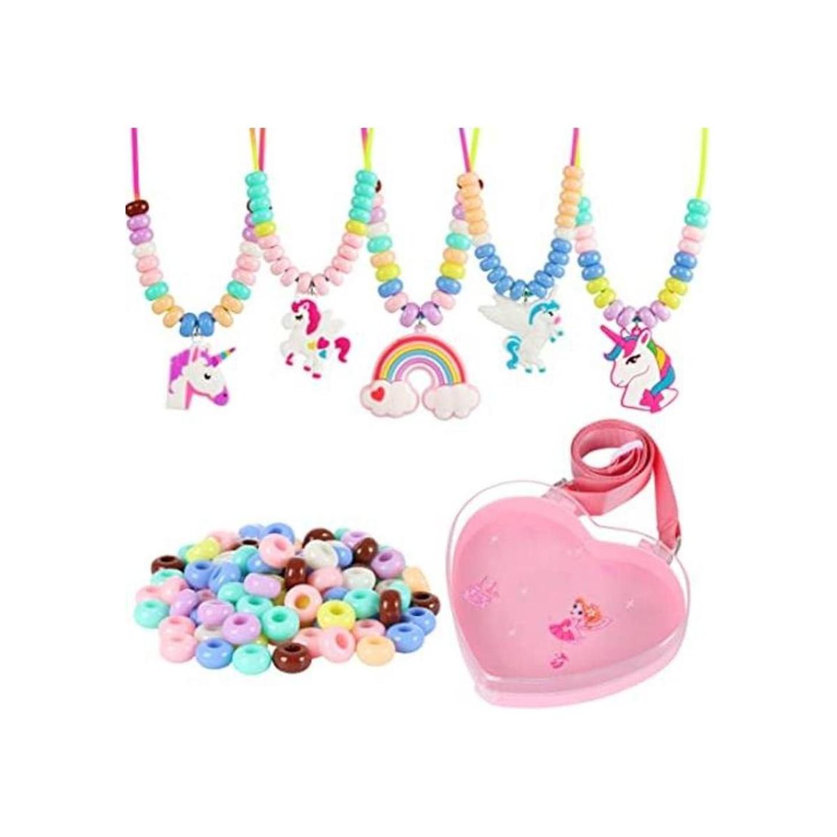 Unicorn Jewelry Making Kit 5 Rubber Necklaces and Charms