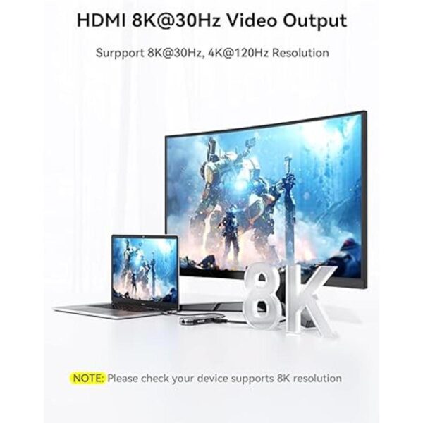 USB C Hub Multiport Adapter with 8K30Hz 4K120Hz HDMI_2