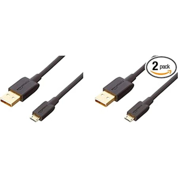 USB 2.0 AMale to Micro B Cable 2 Pack 6 feet Black_1