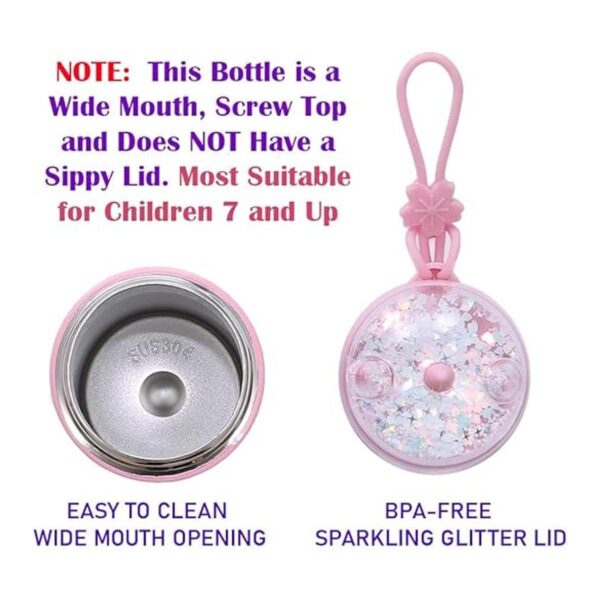 UNICORN GLITTER Botella de agua para niños con