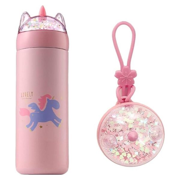 UNICORN GLITTER Botella de agua para niños con