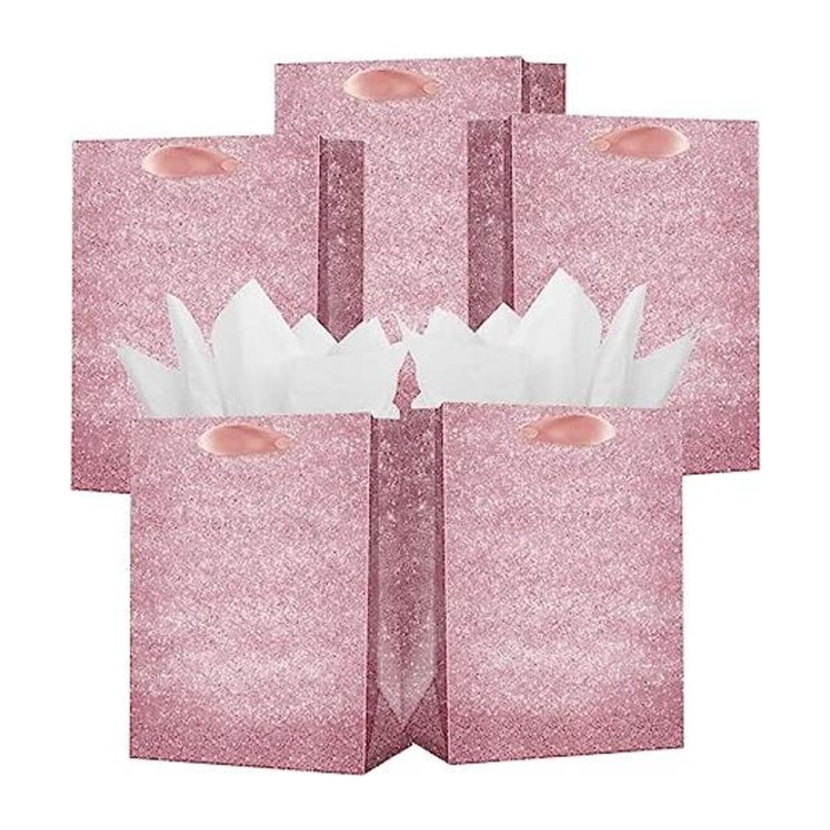 UNIQOOO 12 bolsas de regalo con purpurina rosa en relieve