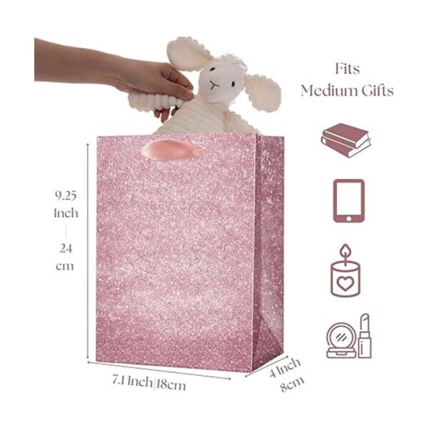 UNIQOOO 12 bolsas de regalo con purpurina rosa en relieve_5