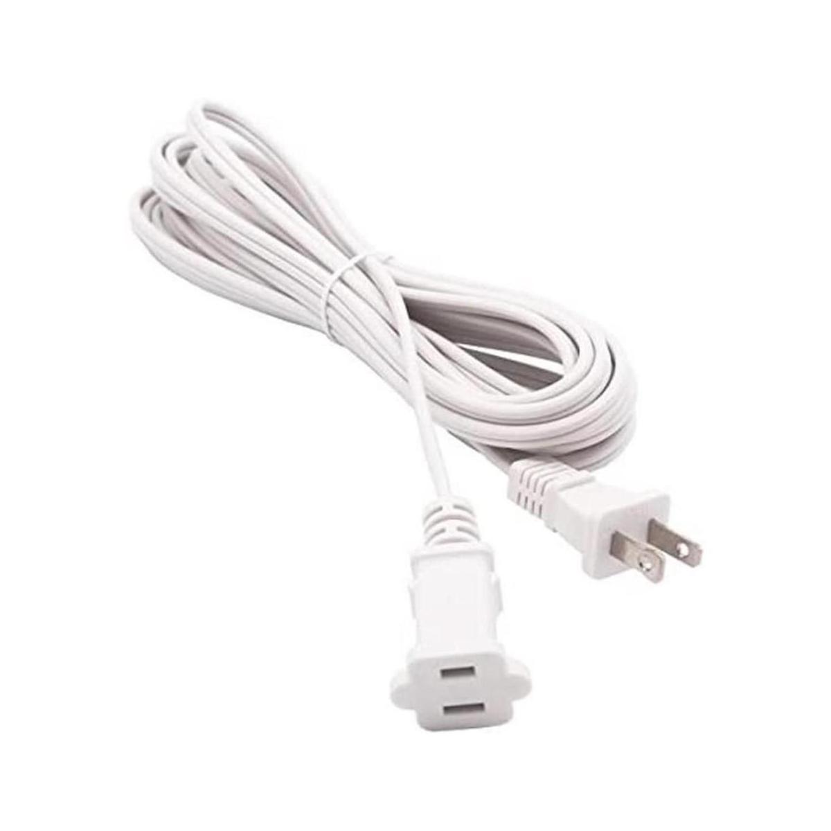 Two Prong Extension Cord 15 FT White Indoor AC 2 Prong