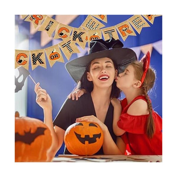 Banner de Halloween decoración de chimenea de arpillera