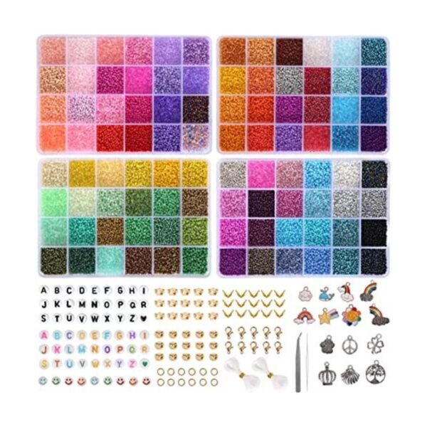 QUEFE Kit de 48000 cuentas de semillas de vidrio de 0.079