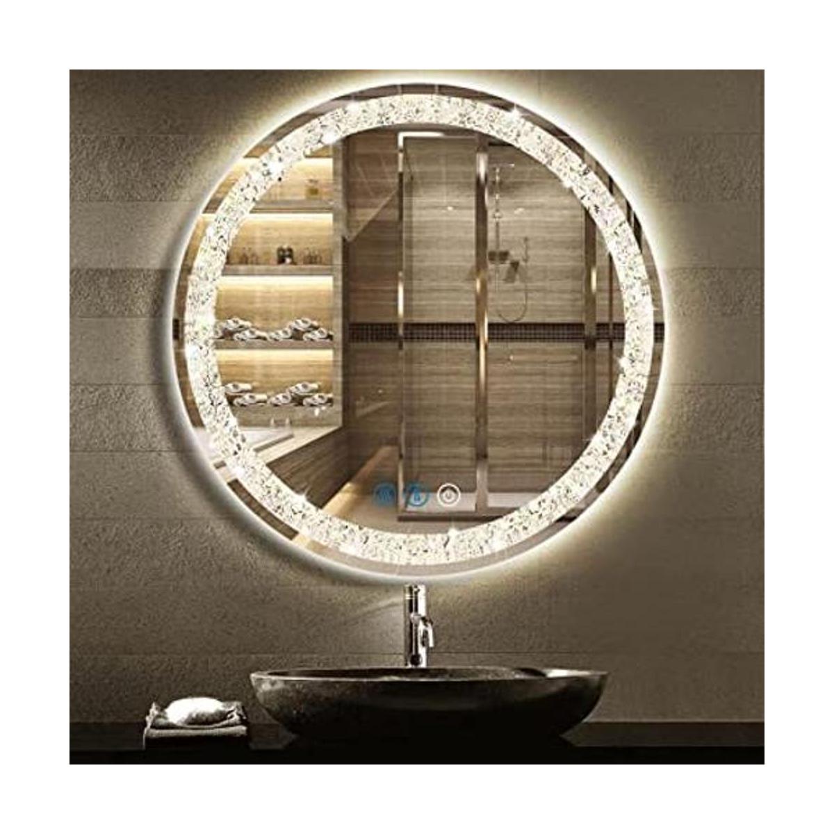 DIDIDADA Espejo redondo de cristal para tocador de baño