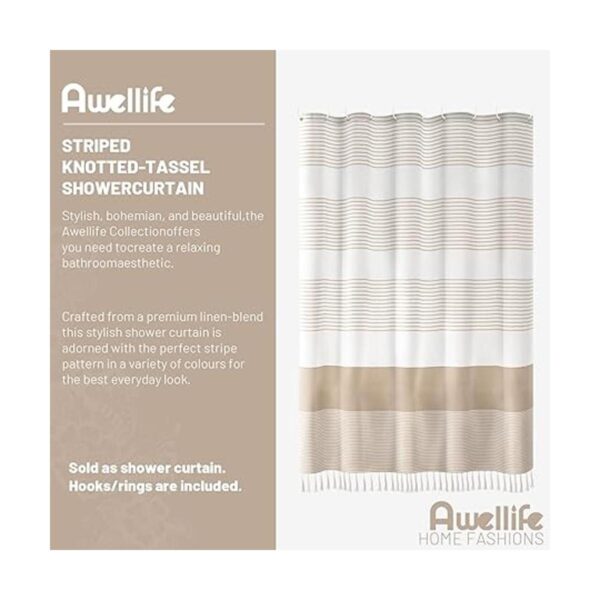 Cortina de ducha bohemia beige para baño cortina de ducha