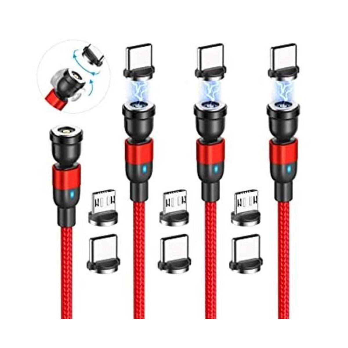 Cable de carga magnético rojo paquete de 4 10 pies 10