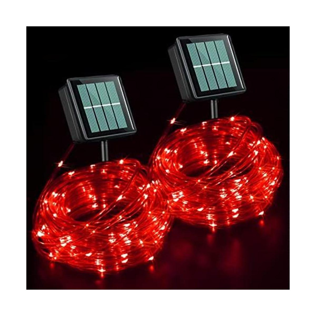 QITONG Luces solares rojas de Halloween paquete de 2