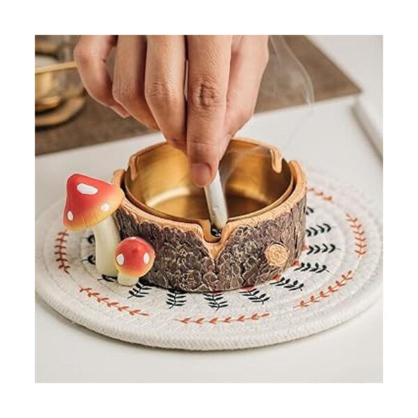 Cute Mushroom Ashtray with Stainless Steel Tray for