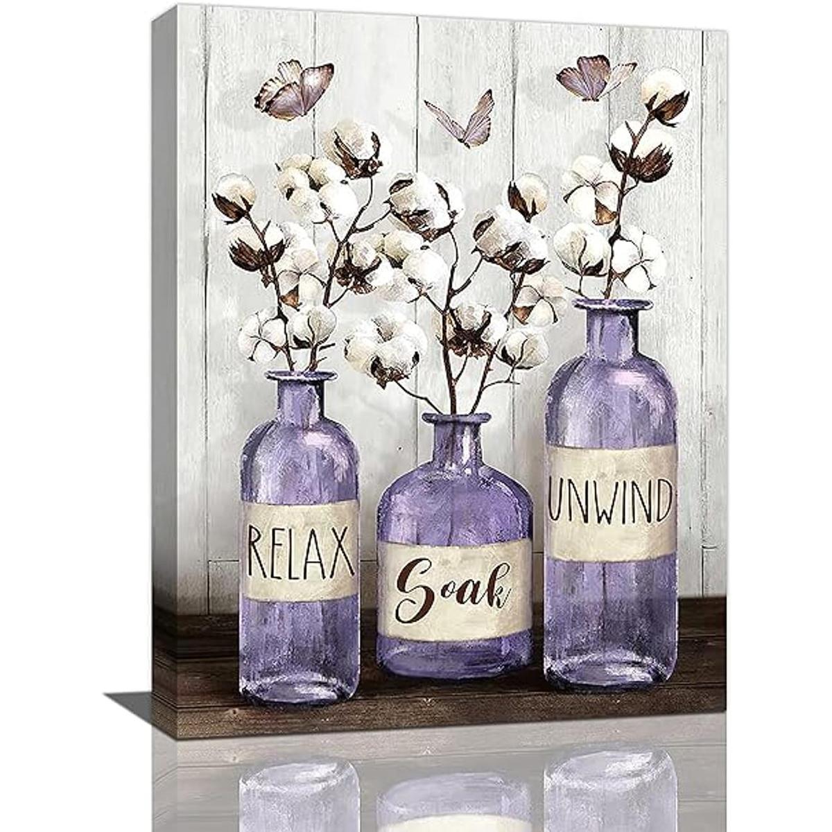 Decoración de baño púrpura para pared diseño de flores de