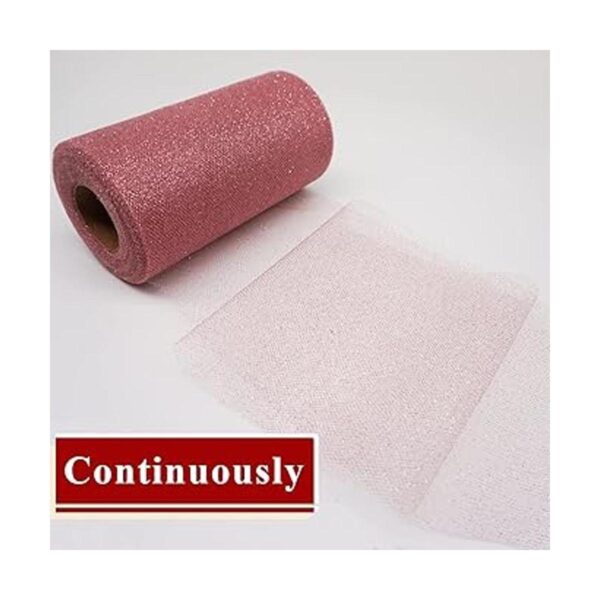Rollos de tul con purpurina de oro rosa de 6 x 50 yardas_4